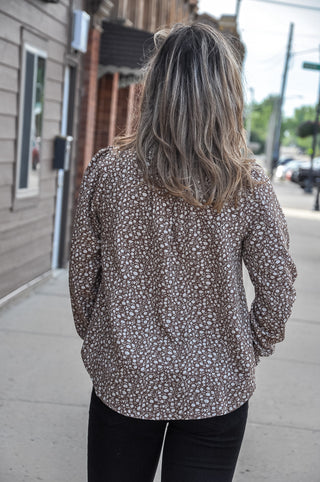 Long Sleeve Smocked Floral Blouse