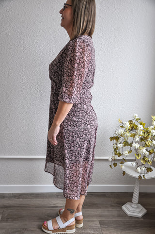 Long Sleeve Wrap Midi Dress