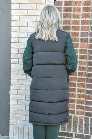 Long Zip Front Puffer Vest