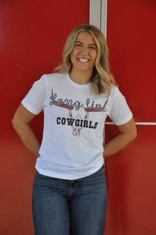 Longhorn Scull Long Live Cowgirls Tee