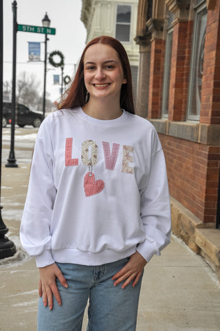 Love Patch Heart Graphic Sweatshirt