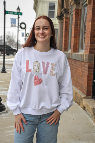Love Patch Heart Graphic Sweatshirt
