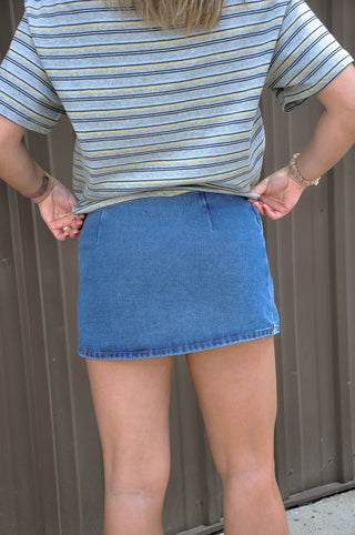 Low Waist Denim Mini Skirt