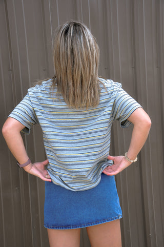 Oversized Short Sleeve Stripe Top