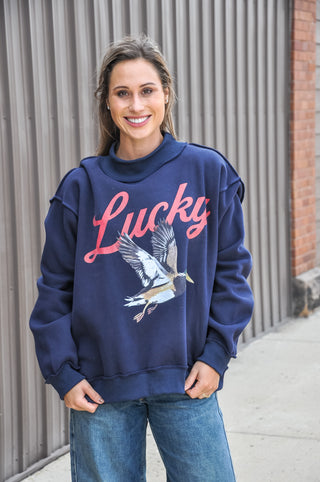 'Lucky & Mallard' Mock-Neck Sweatshirt