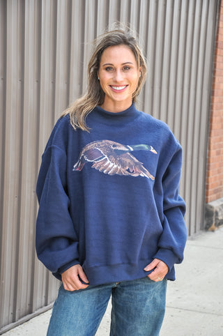 'Lucky & Mallard' Mock-Neck Sweatshirt