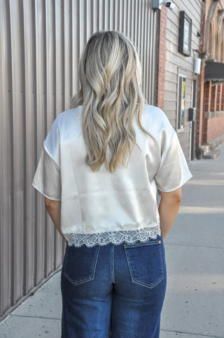 Lustre Lace Hem Cropped Tee