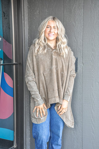 MB Oversized Cotton Poncho with Hood