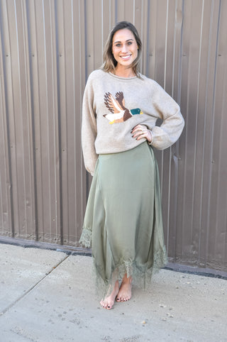 Unleveled Hem Lace Skirt