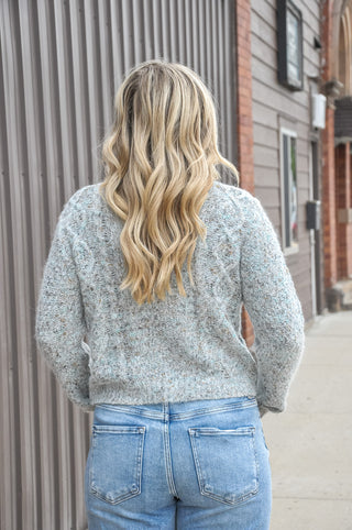 Marled Cable Knit Button Cardigan