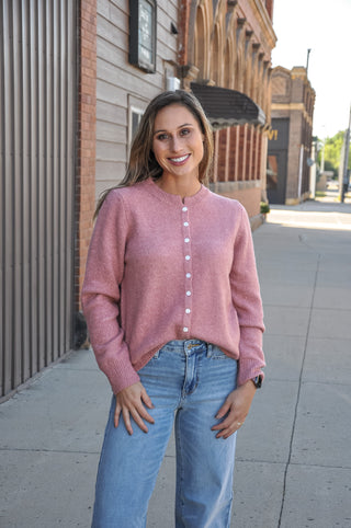 Marled Knit Button Front Cardigan