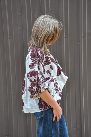 Marsala Brown Floral Print Blouse