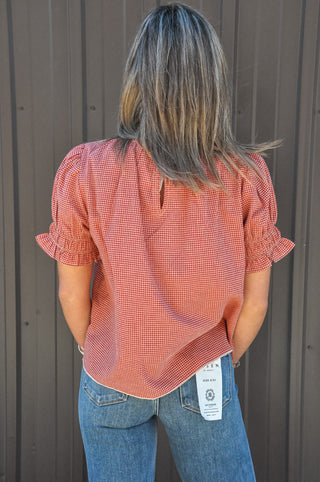 Marsala Plaid Smocked Blouse