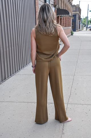 Martini Olive Top & Wide Leg Pants Set
