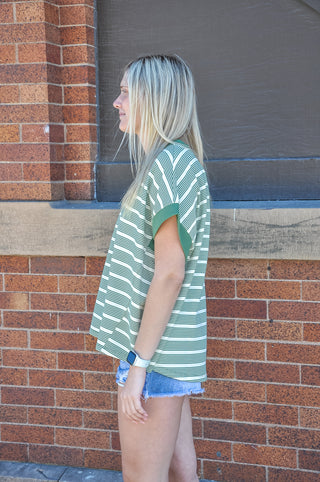 Matcha Striped SS Top