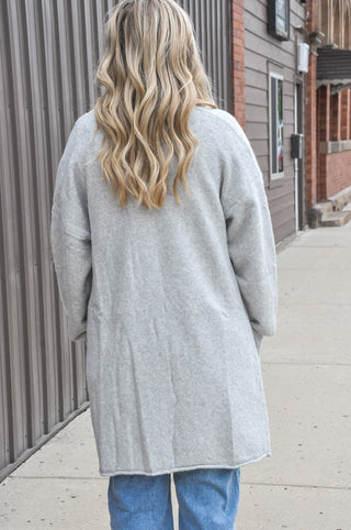 Maxi Open Cardigan w/Roll Pocket Detail