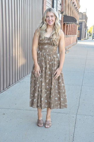 Meadow Charm Eyelet Midi Dress