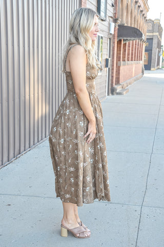 Meadow Charm Eyelet Midi Dress