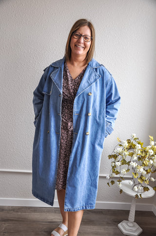 Medium Denim Trench Coat