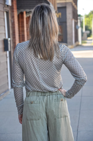 Merrow Edge Polka Dot Mesh Layering Top in Sage