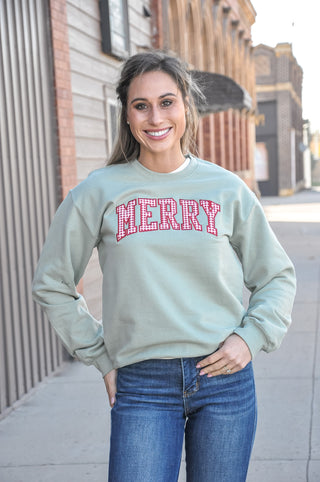 Merry Gingham Patch Crewneck