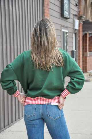Merry Gingham Patch Pullover