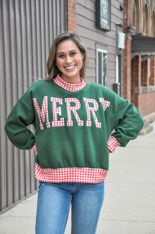 Merry Gingham Patch Pullover