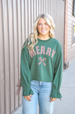 Merry Plaid Bow Sweatshirt