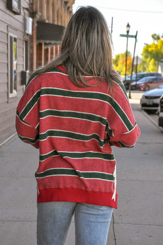 Merry Stripe Side Bow Sweater