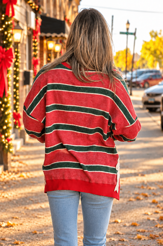 Merry Stripe Side Bow Sweater