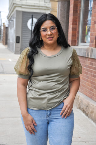 Mesh Sleeved Sage Blouse