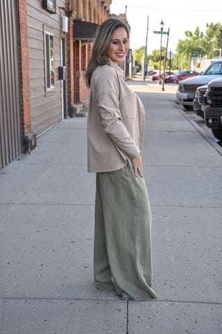 Micro Brushed Button Down Shirt in Sand