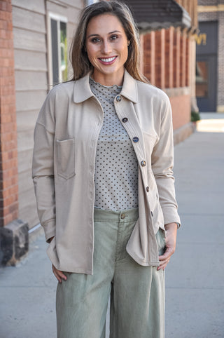 Micro Brushed Button Down Shirt in Sand