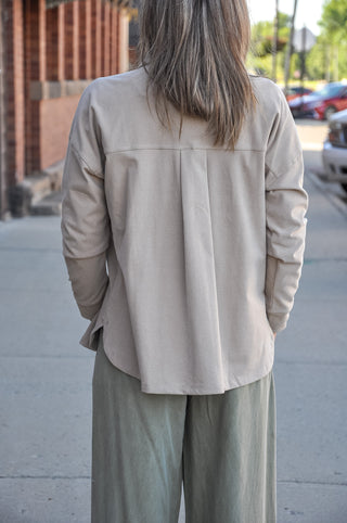 Micro Brushed Button Down Shirt in Sand