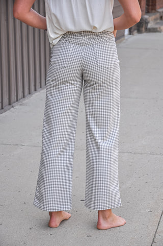 Mid Rise Wide Leg Plaid Pants, view 4