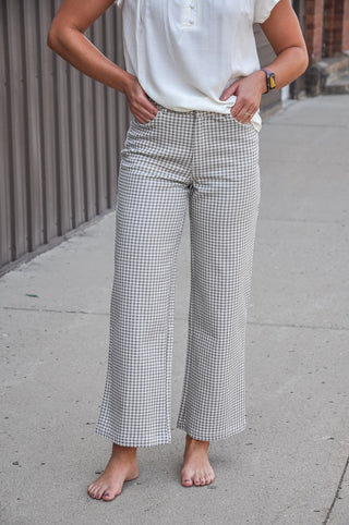 Mid Rise Wide Leg Plaid Pants, view 2