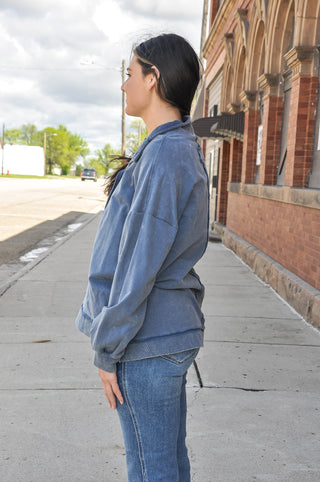 Min Wash LS Mock Neck Casual Top