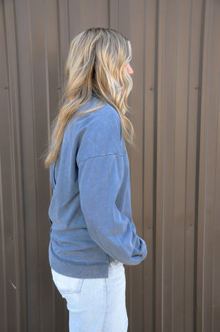 Min Wash LS Mock Neck Casual Top