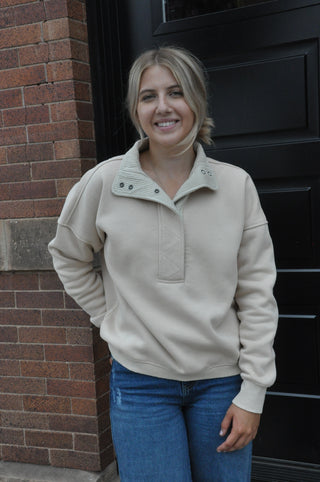 Mineral Wash Half-Snap Sweatshirt