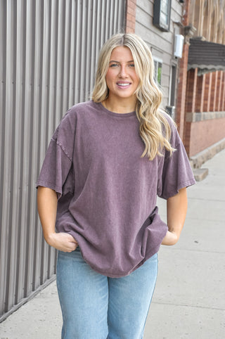 Mineral Wash Oversized Crew Tee, view 4