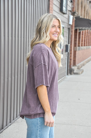 Mineral Wash Oversized Crew Tee, view 9