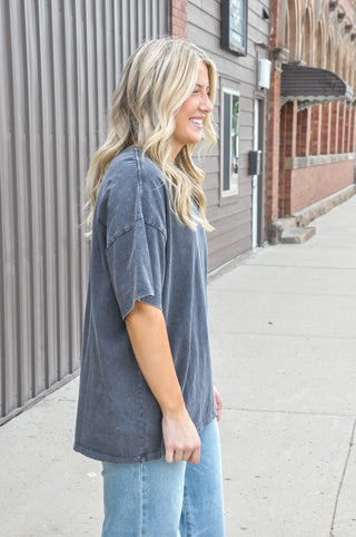 Mineral Wash Oversized Crew Tee, view 8