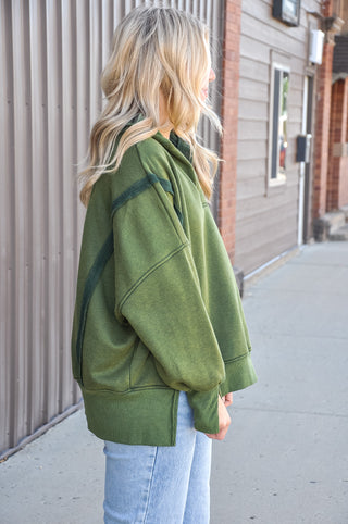 Mineral Wash Snap Collar Pullover