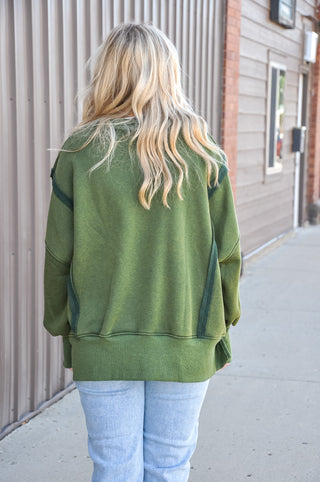 Mineral Wash Snap Collar Pullover