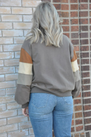 Mineral Washed Color Block Pullover