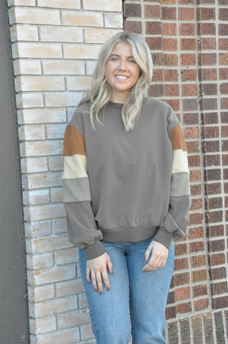 Mineral Washed Color Block Pullover