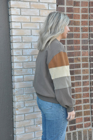 Mineral Washed Color Block Pullover