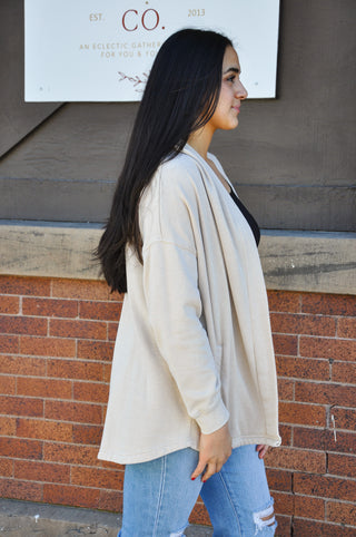 Mineral Washed Fleece Lined Cardigan