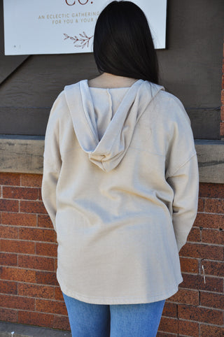 Mineral Washed Fleece Lined Cardigan