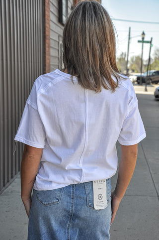 Mineral Washed Knit Top W/Pocket